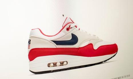 Nike’s Air Max 1 sneakers, features 13 white stars in a circle. The flag has been embraced by white nationalists and the American Nazi party.