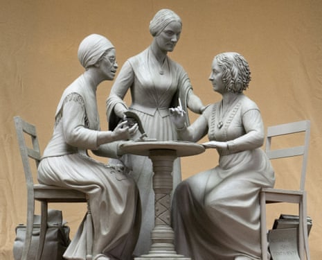 Sculpture of Sojourner Truth, left, Susan B Anthony, center, and Elizabeth Cady Stanton by Meredith Bergmann.