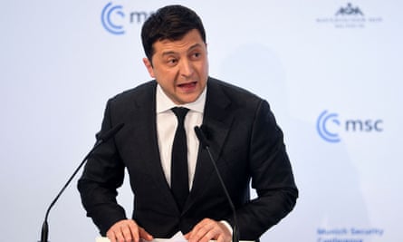One year ago: Zelenskiy speaking at the conference in February 2022.