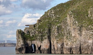 Rock structures on Steep Holm Island, UK.