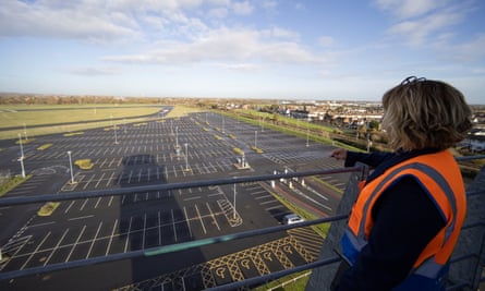 A deserted parking lot at London Southend airport.