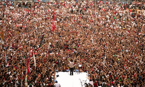 Joko Widodo addresses a crowd in Jakarta during the 2014 election campaign that saw him elected as Indonesia’s president.