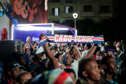 Cape Verde fans gather in Praia to watch the game against Uruguay.