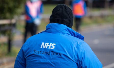 Man wearing an NHS test and trace jacket