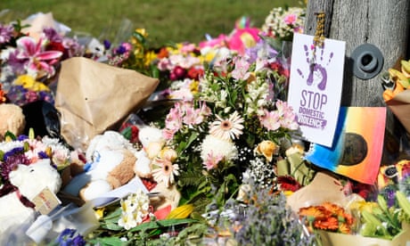 Flowers at the scene where Hannah Clarke and her children were killed in Brisbane
