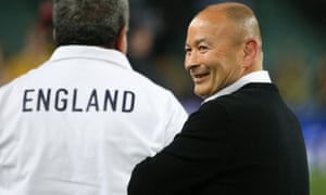 The England coach Eddie Jones on the pitch after their third Test victory over Australia