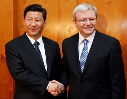 Kevin Rudd, when Australia prime minister, in 2010 with China’s then vice-president Xi Jinping.