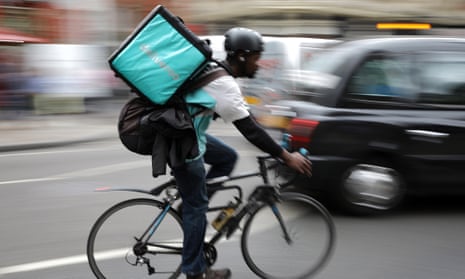 A Deliveroo cyclist in London