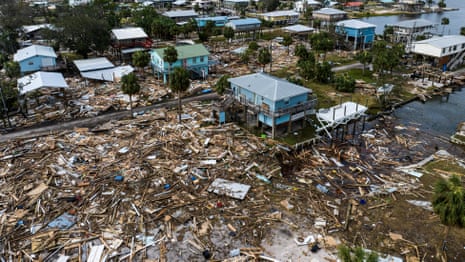 Drone footage showing the devastating aftermath of Hurricane Helen - video