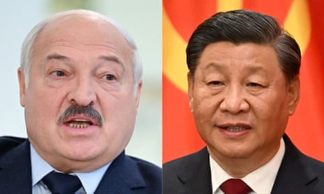 Composite image of Xi Jinping and Alexander Lukashenko