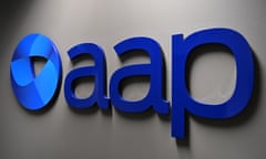 An AAP logo is seen at Sydney Bureau of national newswire Australian Associated Press in Sydney, Thursday, May 21, 2020. (AAP Image/Dean Lewins) NO ARCHIVING
