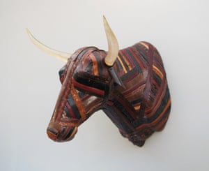 Bull wall trophy bust  made by Rachel Denny.
