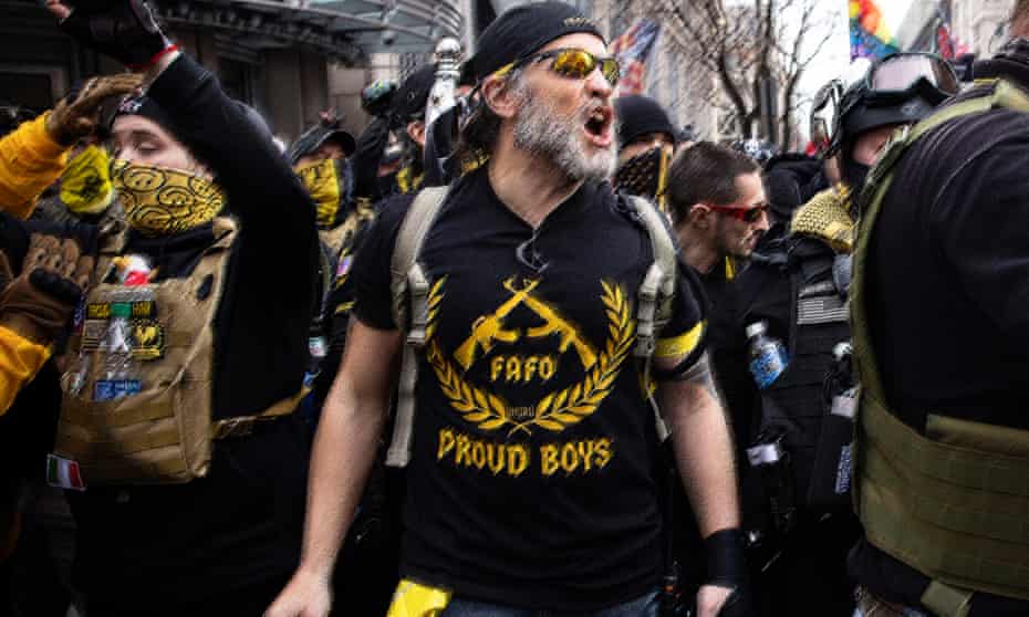 Proud Boys during a rally for Donald Trump in Washington DC in December.