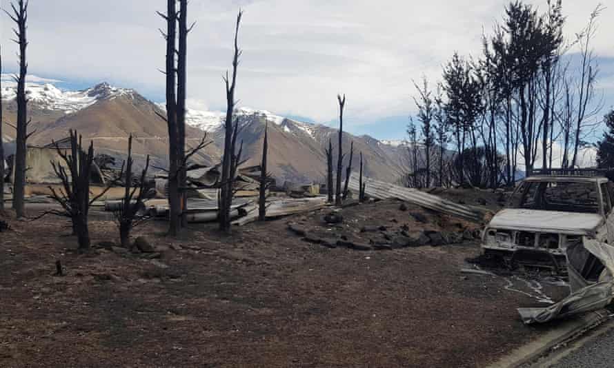 Damage caused by wildfires in Lake Ohau, on the South Island of New Zealand