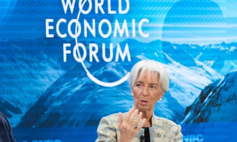 Christine Lagarde speaking in Davos, Switzerland.