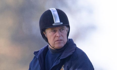 Prince Andrew riding at Windsor Castle this week. A US judge says he can see an agreement between his accuser and Jeffrey Epstein.