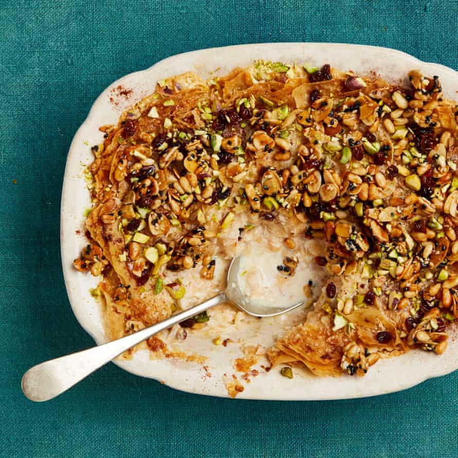 Yotam Ottolenghi’s umm ali – a creamy Egyptian pud with a nutty crust.