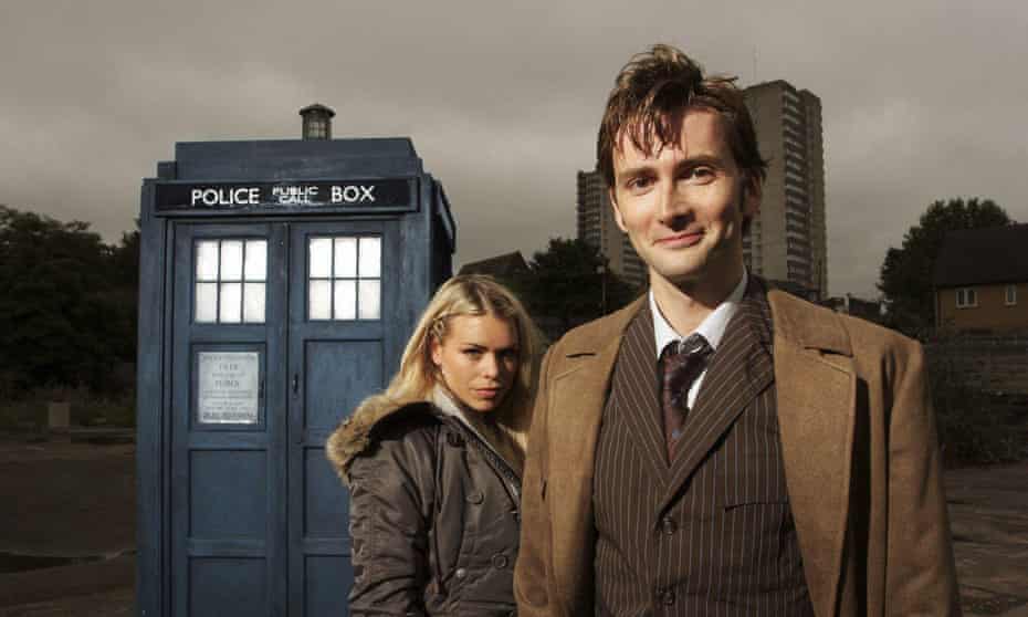David Tennant as Dr Who with assistant Rose Tyler, played by Billie Piper.