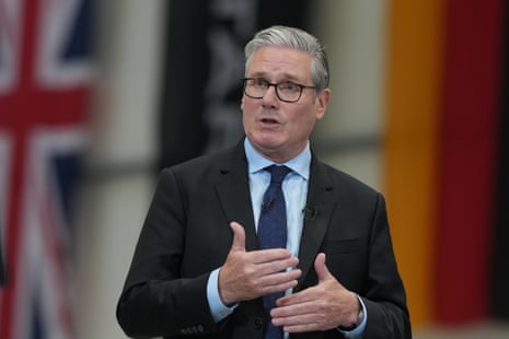 Prime minister Keir Starmer speaks during a visit to Stark, a defence tech company in Swindon.