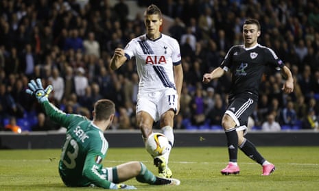 Finally Erik Lamela finds the net with this dink over the keeper.