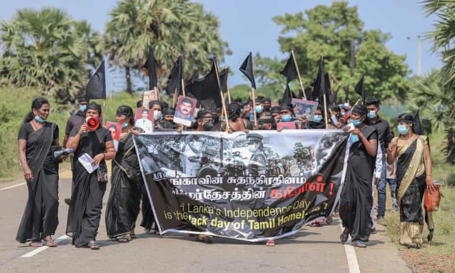 Women hold a protest in Mullaitvu, Sri Lanka, demanding the return of those who were disappeared during the war