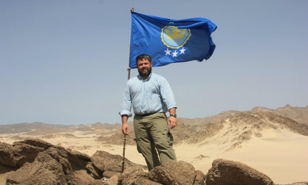 Jeremiah Heaton makes his claim to Bir Tawil in 2014.