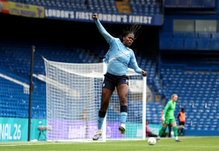 Khadija Shaw celebrates.