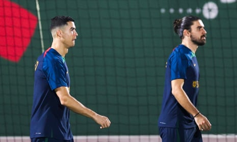 Ronaldo and Neves in training.