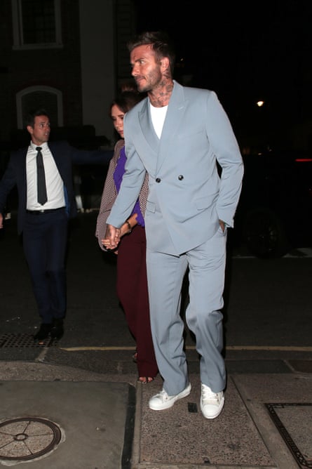 David Beckham in a light blue double breasted fashion suit