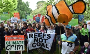 A protest in Melbourne against the proposed Carmichael coalmine