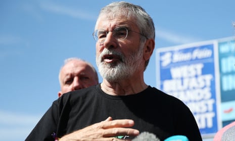 Gerry Adams speaks at a press conference after the attack on his home