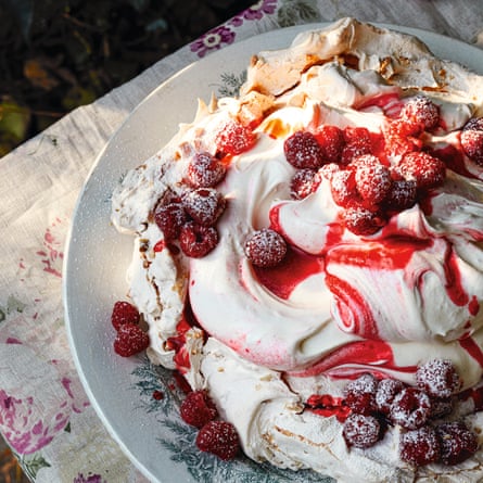 Raspberry ripple hazelnut meringue.