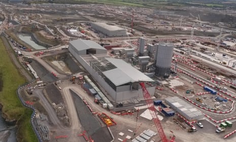 The Hinkley Point C nuclear power station under construction in Somerset.