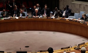 Russian ambassador to the UN Vitaly Churkin (top, centre) addresses the security council