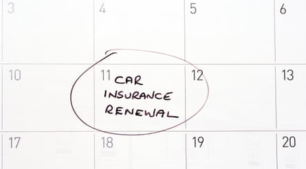 Car Insurance Renewal Reminder Circled On A Calendar