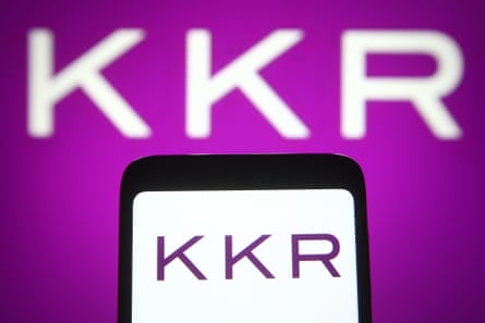 KKR logo on a smartphone and a purple background