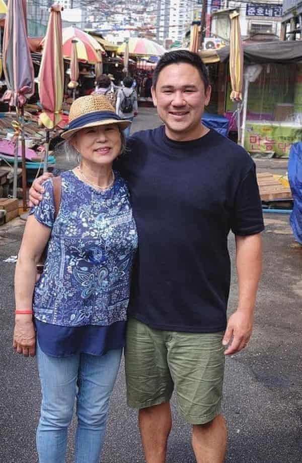 Rob Allison with his mother in Busan, 2017.