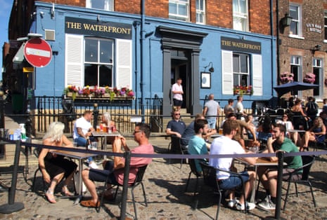 People eating out in Yorkshire in summer 2020, during the Eat Out To Help Out scheme.