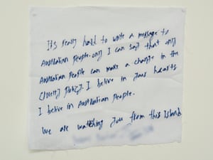 A hand written note from a detainee on Manus Island.