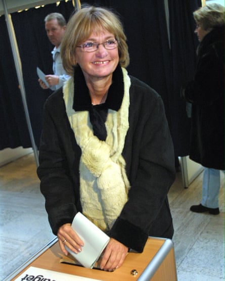 The founder of the far-right Danish People’s Party, Pia  Kjærsgaard.