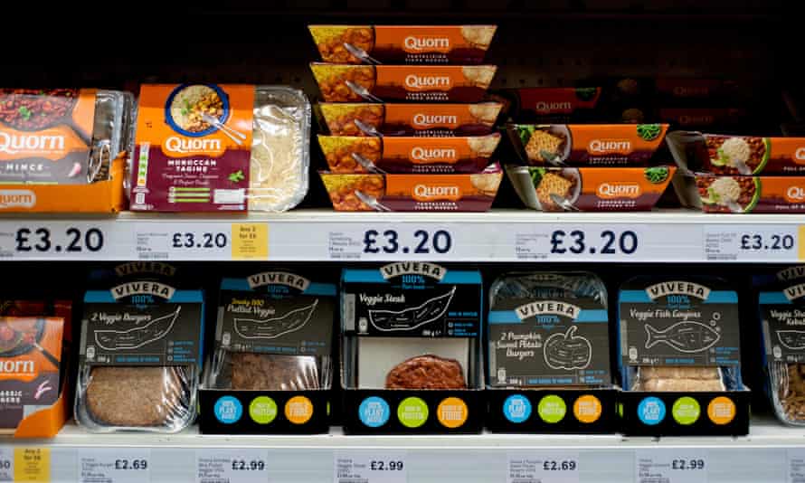 Vegetarian and vegan food ranges at a UK supermarket