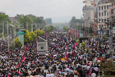 Huge crowd fills the streets in Kathmandu