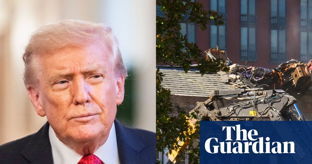 Trump takes a wrecking ball to the White House in on-the-nose metaphor