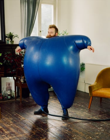 Tom in his inflatable (and inflated) latex body suit, Hackney (from the series Flowers)