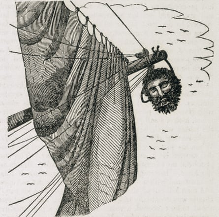 Short, brutal lives … Blackbeard’s head on the bowsprit, an illustration from The Pirates Own Book by Charles Ellms, 1844.