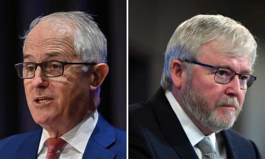 Former Australian premier ministers Malcolm Turnbull and Kevin Rudd