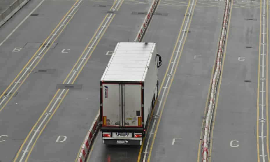 Lorry heading on to a ferry at Dover