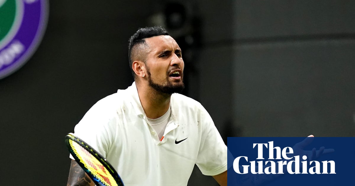 ‘This isn’t grass’: Nick Kyrgios rants then rallies in suspended Wimbledon epic