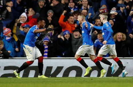 Steven Davis celebrates scoring the second for Rangers.