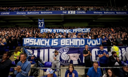 Ipswich fans at their September 2022 game against Bristol City pay tribute to Marcus Stewart after his MND diagnosis.